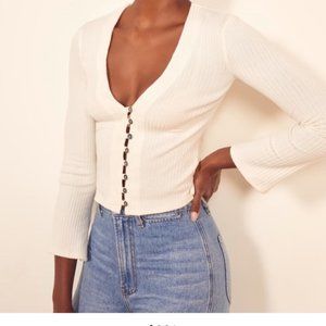 REFORMATION Ribbed Ivory Gellar Top